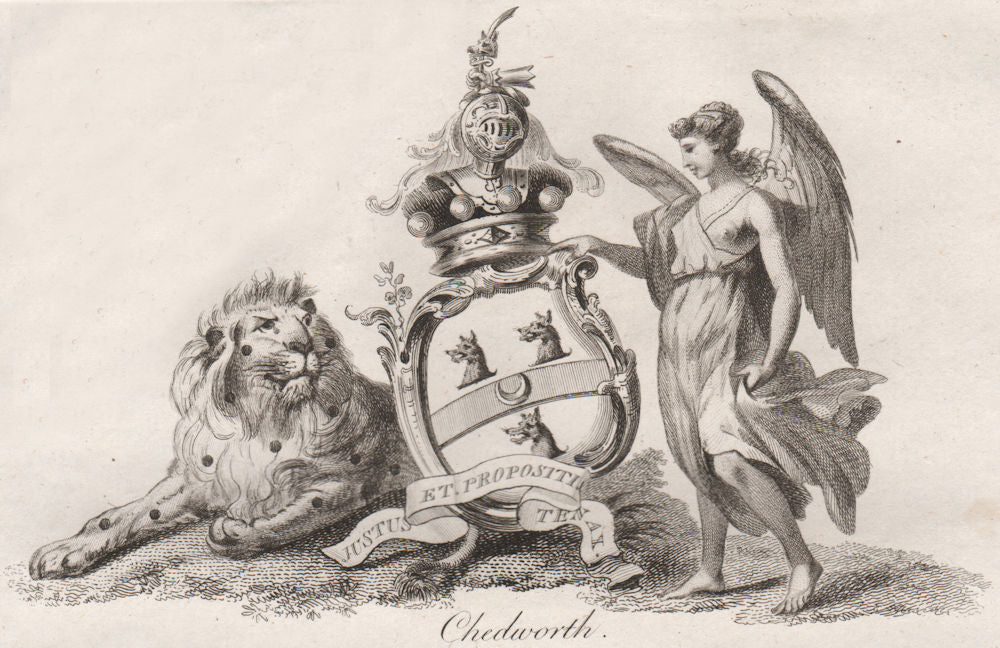 CHEDWORTH. Coat of Arms. Heraldry 1790 old antique vintage print picture